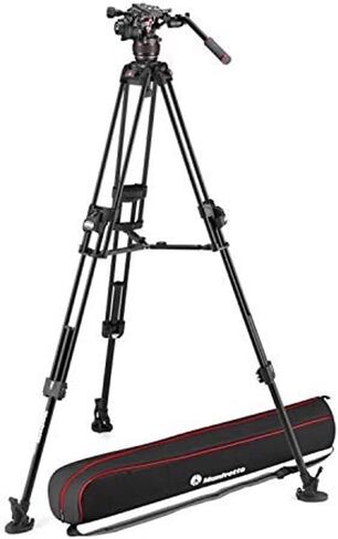 رأس فيديو سائل من Manfrotto Nitrotech 608 مع حامل ثلاثي فيديو مزدوج سريع من الألومنيوم 645، مجموعة احترافية مع رأس حامل ثلاثي وحامل كاميرا، لكاميرا DSLR، والكاميرا الرقمية، وكاميرا الفيديو، ومصور الفيديو، والحمولة 14 كجم in Saudi Arabia