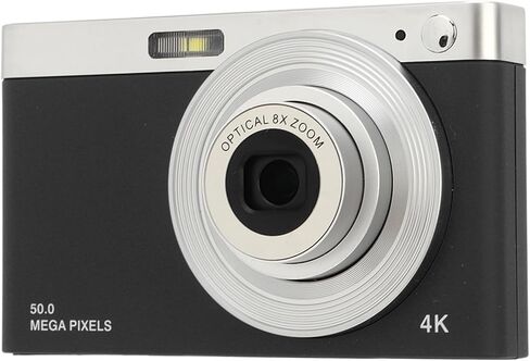 كاميرا رقمية، شاشة 4K 2.88 بوصة HD IPS 50 ميجابكسل 16X تكبير كاميرا رقمية، فلاش مدمج 750 مللي أمبير في الساعة كاميرا ريترو مدمجة محمولة لمدونات الفيديو أثناء السفر (أسود) in Kuwait