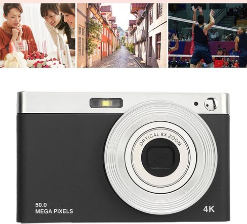 كاميرا رقمية، شاشة 4K 2.88 بوصة HD IPS 50 ميجابكسل 16X تكبير كاميرا رقمية، فلاش مدمج 750 مللي أمبير في الساعة كاميرا ريترو مدمجة محمولة لمدونات الفيديو أثناء السفر (أسود) in Kuwait