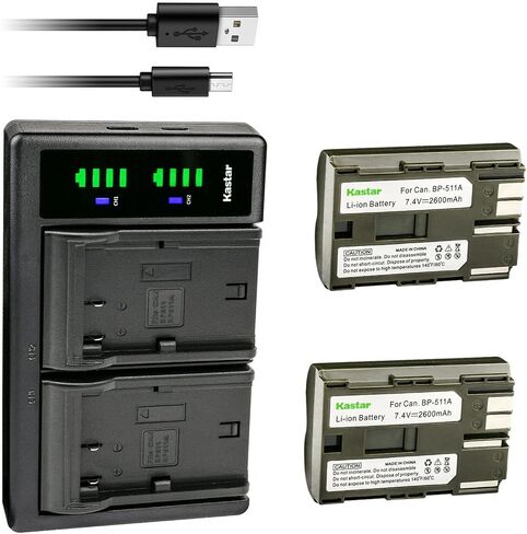 Kastar LTD2 USB Battery Charger Replacement for Canon BP-508 BP-511 BP-511A BP-512 BP-512A BP-514 BP-522 BP-535 Battery, Canon CB-5L CG-580 Charger, Canon Battery Grip BG-E2N in Saudi Arabia