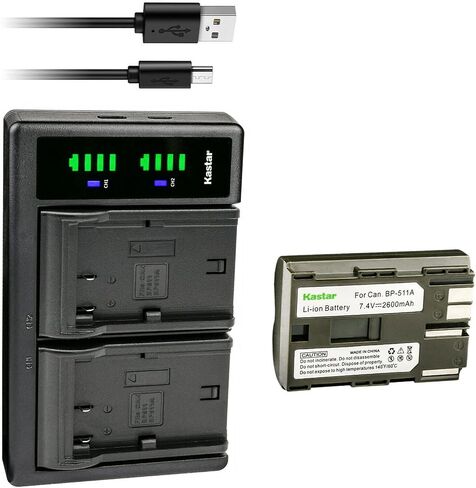 Kastar LTD2 USB Battery Charger Replacement for Canon BP-508 BP-511 BP-511A BP-512 BP-512A BP-514 BP-522 BP-535 Battery, Canon CB-5L CG-580 Charger, Canon Battery Grip BG-E2N in Saudi Arabia