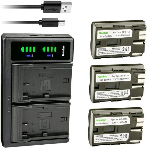 Kastar LTD2 USB Battery Charger Replacement for Canon BP-508 BP-511 BP-511A BP-512 BP-512A BP-514 BP-522 BP-535 Battery, Canon CB-5L CG-580 Charger, Canon Battery Grip BG-E2N in Saudi Arabia