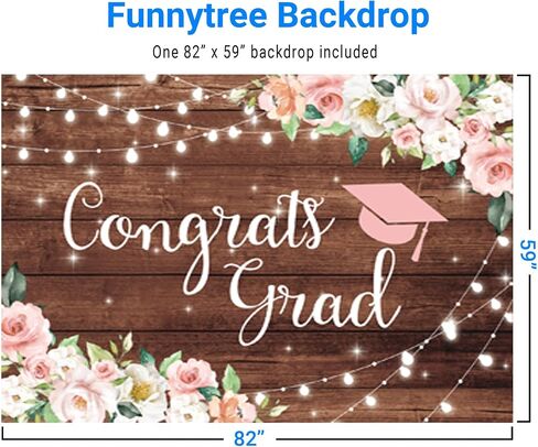 Funnytree 82 بوصة × 59 بوصة تهانينا خلفية التخرج زهرة لوح خشبي فئة 2024 خلفية التخرج الكلية حفلة موسيقية حفلة ديكور الحدث راية صورة كشك الصور كعكة الجدول صورة شخصية الدعامة استوديو التصوير الفوتوغرافي in Kuwait