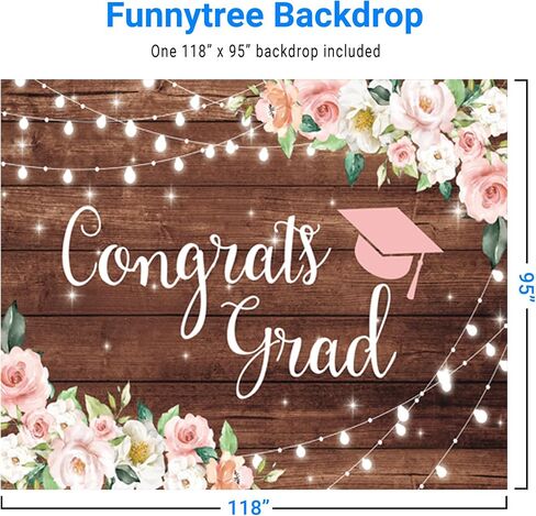 Funnytree 82 بوصة × 59 بوصة تهانينا خلفية التخرج زهرة لوح خشبي فئة 2024 خلفية التخرج الكلية حفلة موسيقية حفلة ديكور الحدث راية صورة كشك الصور كعكة الجدول صورة شخصية الدعامة استوديو التصوير الفوتوغرافي in Kuwait