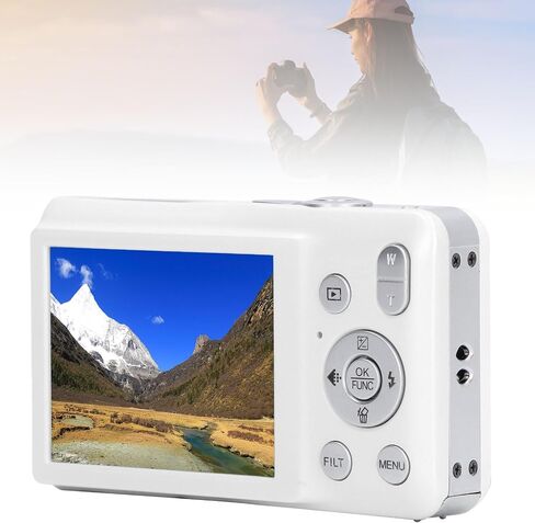 8K HD 68MP Digital Camera with 16X Zoom, Timer Shoot, Beauty Filter, Compact Camera for Teens, Students, Seniors (White) in Saudi Arabia
