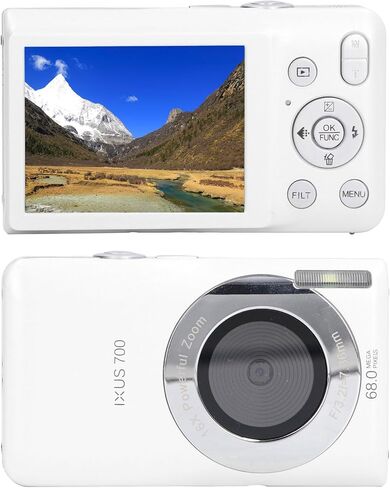 8K HD 68MP Digital Camera with 16X Zoom, Timer Shoot, Beauty Filter, Compact Camera for Teens, Students, Seniors (White) in Saudi Arabia