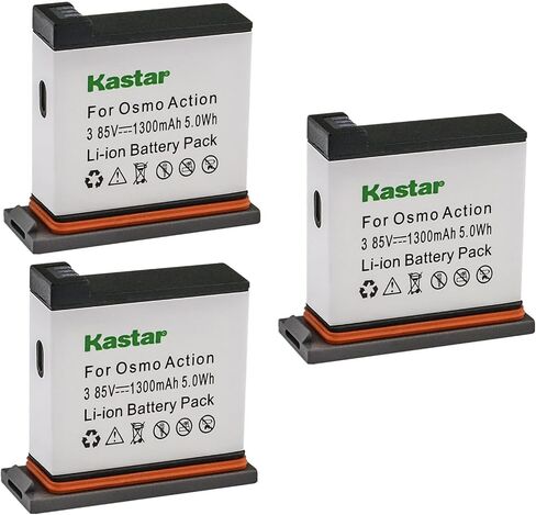 Kastar 2-Pack 3.85V 1300mAh Battery Replacement for DJI AB1 and DJI OSMO Action Camera, DJI OSMO 4K Waterproof WiFi HDR Video 145° Angle Black, DJI Osmo Action - 4K Action Cam 12MP Digital Camera in Saudi Arabia