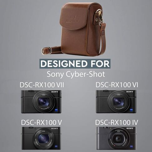 MegaGear MG1496 Sony Cyber-Shot Dsc-Rx100 Vı, Dsc-Rx100 V, Dsc-Rx100 Iv, Dsc-Rx100 Iıı Leather Camera Case With Strap - Black in Saudi Arabia