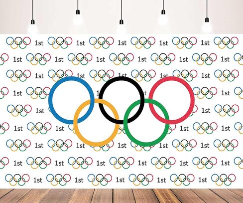 5.9x3.6ft Olympic Backdrop for Photography Olympic Sport Decoration Banner Olympic Rings Go for The Gold International Sports Photography Backdrop Olympic Party Supplies in Saudi Arabia