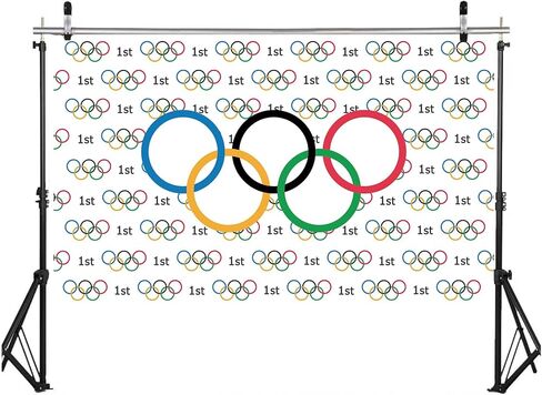 5.9x3.6ft Olympic Backdrop for Photography Olympic Sport Decoration Banner Olympic Rings Go for The Gold International Sports Photography Backdrop Olympic Party Supplies in Saudi Arabia
