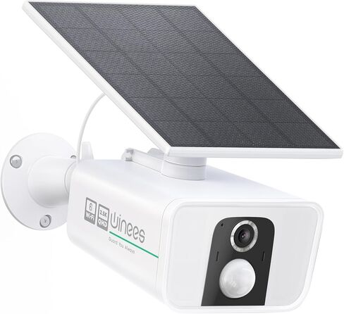 winees 5MP Outdoor Security Camera Wireless with Solar Panel, 2.4/5GHz Wi-Fi Camera Compatible with Alexa, 800lm Spotlight, Montion Detection, Siren, SD Card/Cloud Storage, 2-Way Talk, IP66 in Kuwait