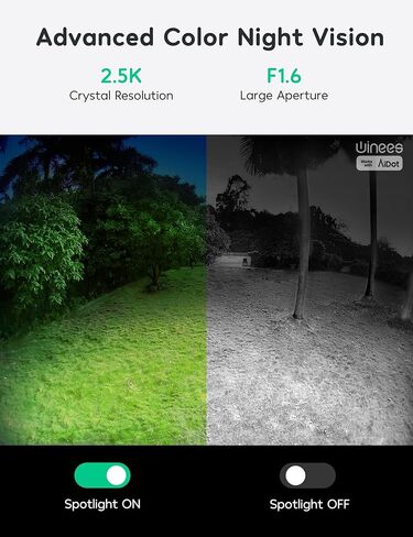 winees 5MP Outdoor Security Camera Wireless with Solar Panel, 2.4/5GHz Wi-Fi Camera Compatible with Alexa, 800lm Spotlight, Montion Detection, Siren, SD Card/Cloud Storage, 2-Way Talk, IP66 in Kuwait