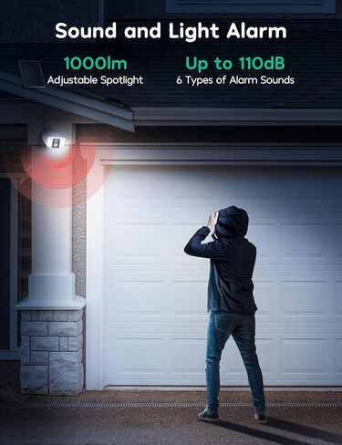 winees 5MP Outdoor Security Camera Wireless with Solar Panel, 2.4/5GHz Wi-Fi Camera Compatible with Alexa, 800lm Spotlight, Montion Detection, Siren, SD Card/Cloud Storage, 2-Way Talk, IP66 in Kuwait