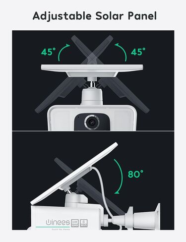 winees 5MP Outdoor Security Camera Wireless with Solar Panel, 2.4/5GHz Wi-Fi Camera Compatible with Alexa, 800lm Spotlight, Montion Detection, Siren, SD Card/Cloud Storage, 2-Way Talk, IP66 in Kuwait