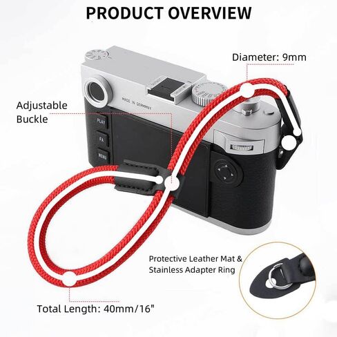 Camera Wrist Hand Strap Nylon Lanyard String Climbing Rope compatible for Fujifilm X-T5 X-T30 X-T20 X-T4 X-T3 Sony A6700 A6600 A6500 A6400 A6300 A6100 A6000 & More Mirrorless DSLR Cameras - Red in Saudi Arabia