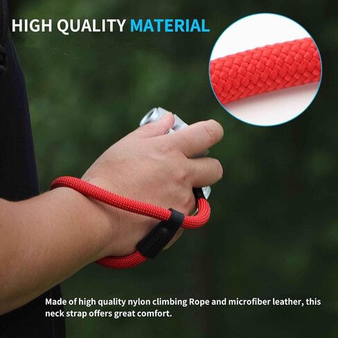 Camera Wrist Hand Strap Nylon Lanyard String Climbing Rope compatible for Fujifilm X-T5 X-T30 X-T20 X-T4 X-T3 Sony A6700 A6600 A6500 A6400 A6300 A6100 A6000 & More Mirrorless DSLR Cameras - Red in Saudi Arabia