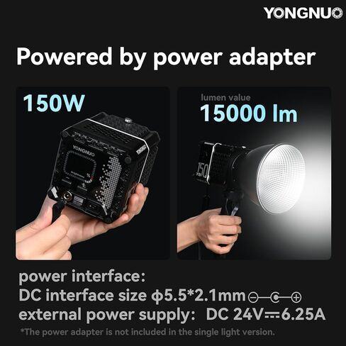 مجموعة إضاءة فيديو YONGNUO YN150S LED، ضوء نهاري 150 وات 5600 كلفن، حامل COB Bowens مع مصدر طاقة وحامل، ضوء إخراج مستمر محمول للتصوير الفوتوغرافي، 15000Lux CRI95+ أضواء استوديو in Kuwait