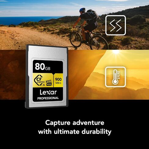 Lexar 80GB Professional CFexpress Type A Gold Series Memory Card, Up to 900MB/s Read, Cinema-Quality 8K Video, Rated VPG 400 (LCAGOLD080G-RNENG) in Saudi Arabia