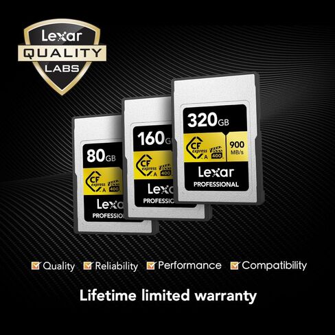 Lexar 80GB Professional CFexpress Type A Gold Series Memory Card, Up to 900MB/s Read, Cinema-Quality 8K Video, Rated VPG 400 (LCAGOLD080G-RNENG) in Saudi Arabia