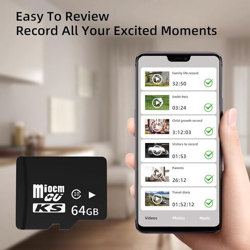 بطاقة ذاكرة Rraycom بطاقة ذاكرة فلاش عالية السرعة تصل إلى 120 ميجابايت/ثانية، بطاقة TF سعة 64 جيجابايت متوافقة مع كاميرا الأمان، والمحول، وإطار الصور الرقمي، والساعة، وتسجيل الصورة بدقة FHD و4K UHD in Kuwait