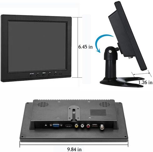 شاشة أمان محمولة 10.1 بوصة 1024 × 600 HDMI شاشة تلفزيون صغيرة مع مكبرات صوت مزدوجة مدمجة HDMI VGA BNC مدخل USB لأجهزة الكمبيوتر الشخصية ومراقبة الدوائر التلفزيونية المغلقة in Saudi Arabia