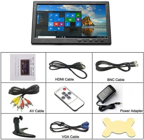 شاشة أمان محمولة 10.1 بوصة 1024 × 600 HDMI شاشة تلفزيون صغيرة مع مكبرات صوت مزدوجة مدمجة HDMI VGA BNC مدخل USB لأجهزة الكمبيوتر الشخصية ومراقبة الدوائر التلفزيونية المغلقة in Saudi Arabia