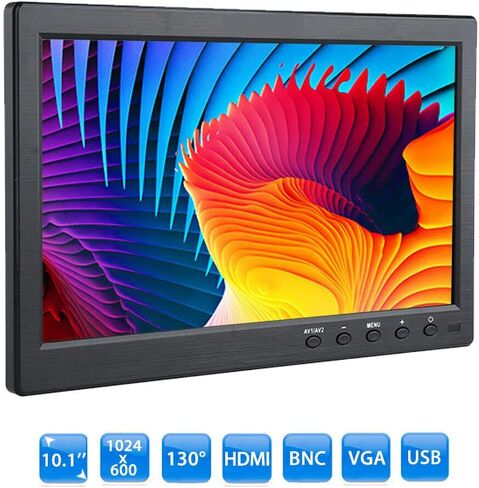 شاشة أمان محمولة 10.1 بوصة 1024 × 600 HDMI شاشة تلفزيون صغيرة مع مكبرات صوت مزدوجة مدمجة HDMI VGA BNC مدخل USB لأجهزة الكمبيوتر الشخصية ومراقبة الدوائر التلفزيونية المغلقة in Saudi Arabia