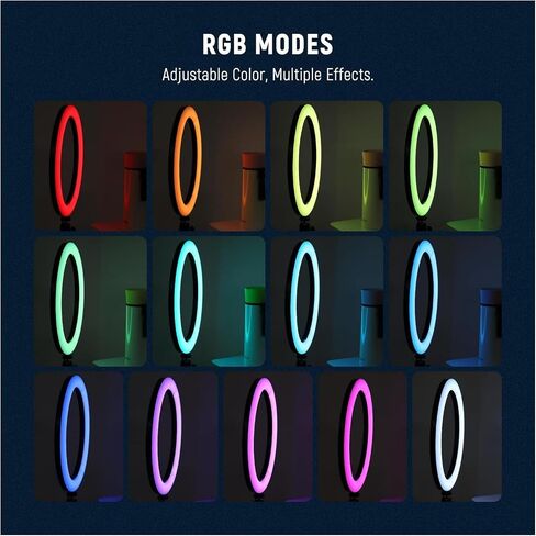 12" RGB Ring Light with Tripod Stand & 2 Phone Holders, Dimmable Selfie Ring Light with Remote Control, 3 Color & 26 RGB Modes Selfie Remote for Makeup/Live Streaming/YouTube/TikTok, RGB12-H in Saudi Arabia