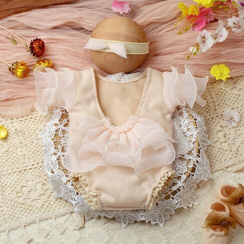 Newborn Girl Photo Outfits Newborn Photography Props Headress Romper Newborn Picture Props Photoshoot Costume in Saudi Arabia