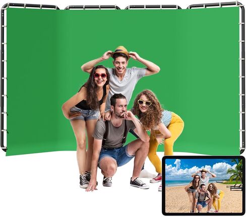 خلفية شاشة خضراء LOMTAP، كبيرة مقاس 7.87 × 13.12 قدمًا، قماش خلفية مفتاح Chroma بدون خياطة لتصوير الفيديو الاحترافي، والبث المباشر، واليوتيوب، والتصوير الفوتوغرافي، والأحداث وحفلات الزفاف in Saudi Arabia
