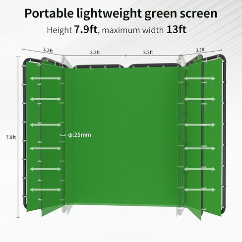 خلفية شاشة خضراء LOMTAP، كبيرة مقاس 7.87 × 13.12 قدمًا، قماش خلفية مفتاح Chroma بدون خياطة لتصوير الفيديو الاحترافي، والبث المباشر، واليوتيوب، والتصوير الفوتوغرافي، والأحداث وحفلات الزفاف in Saudi Arabia