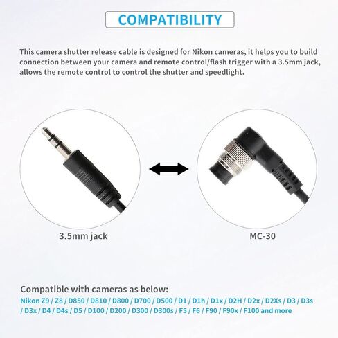 كابل تحرير مصراع الكاميرا 3.5 مم إلى N1 سلك التحكم عن بعد Speedlight Flash Trigger Connect سلك ملفوف زنبركي لنيكون Z8 Z9 D850 D500 D5 D810 D810A D800 D700 D4s D4 D3 D3s in Kuwait