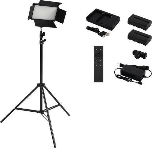 مجموعة إضاءة التصوير الفوتوغرافي الاحترافية Colorview Lux Studio Light مع 3 درجات ألوان و4 أبواب حظيرة معدنية 4160 لومن LED مع مصدر طاقة تيار متردد عن بعد 6'6 بوصة حامل إضاءة مع حزمة بطارية in Kuwait