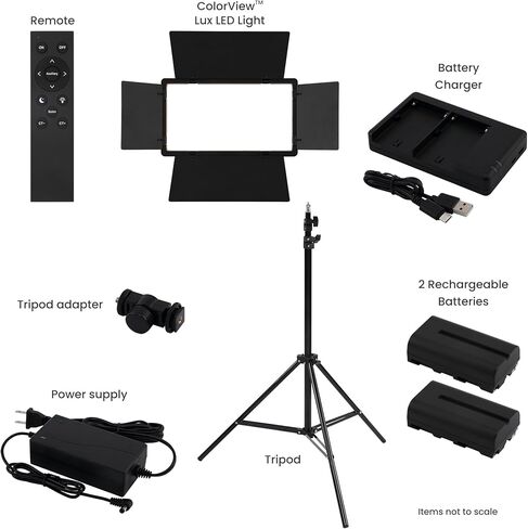 مجموعة إضاءة التصوير الفوتوغرافي الاحترافية Colorview Lux Studio Light مع 3 درجات ألوان و4 أبواب حظيرة معدنية 4160 لومن LED مع مصدر طاقة تيار متردد عن بعد 6'6 بوصة حامل إضاءة مع حزمة بطارية in Kuwait