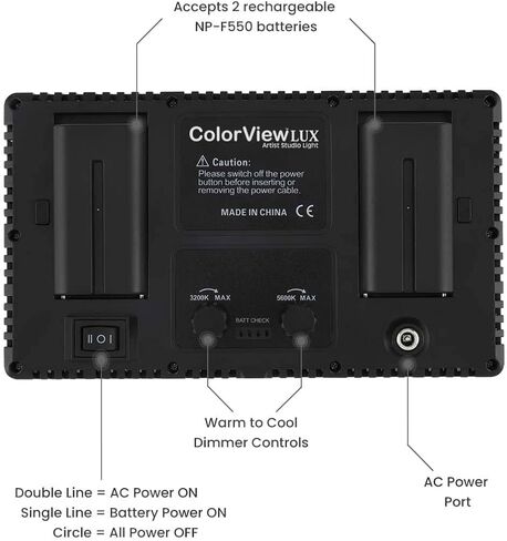 مجموعة إضاءة التصوير الفوتوغرافي الاحترافية Colorview Lux Studio Light مع 3 درجات ألوان و4 أبواب حظيرة معدنية 4160 لومن LED مع مصدر طاقة تيار متردد عن بعد 6'6 بوصة حامل إضاءة مع حزمة بطارية in Kuwait