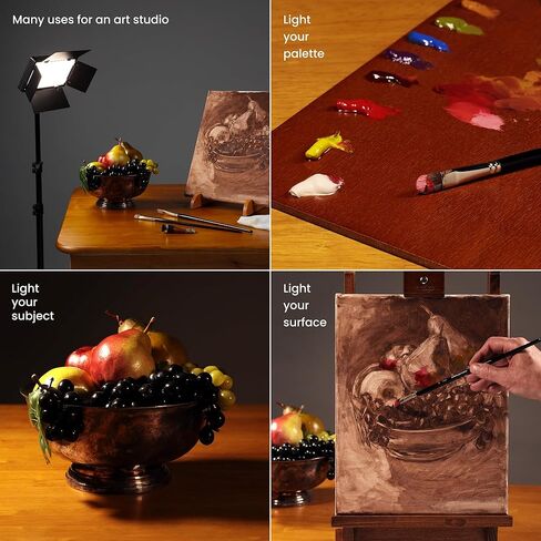 مجموعة إضاءة التصوير الفوتوغرافي الاحترافية Colorview Lux Studio Light مع 3 درجات ألوان و4 أبواب حظيرة معدنية 4160 لومن LED مع مصدر طاقة تيار متردد عن بعد 6'6 بوصة حامل إضاءة مع حزمة بطارية in Kuwait