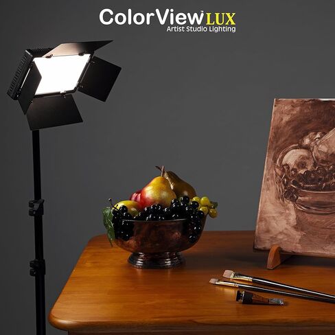 مجموعة إضاءة التصوير الفوتوغرافي الاحترافية Colorview Lux Studio Light مع 3 درجات ألوان و4 أبواب حظيرة معدنية 4160 لومن LED مع مصدر طاقة تيار متردد عن بعد 6'6 بوصة حامل إضاءة مع حزمة بطارية in Kuwait