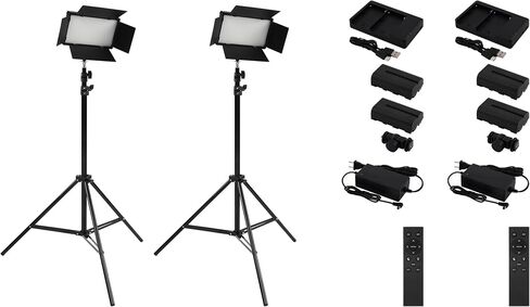 مجموعة إضاءة التصوير الفوتوغرافي الاحترافية Colorview Lux Studio Light مع 3 درجات ألوان و4 أبواب حظيرة معدنية 4160 لومن LED مع مصدر طاقة تيار متردد عن بعد 6'6 بوصة حامل إضاءة مع حزمة بطارية in Kuwait