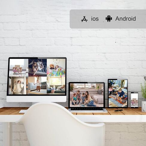 كاميرا أمان WIFI للمنزل، 4 حزم كاميرا داخلية مع شاشة نهارية/ليلية 360 درجة مع تطبيق الهاتف، صوت ثنائي الاتجاه، مسار الحركة، بطاقة SD/تخزين سحابي، مساعد Google/Alexa مدعوم (مستعمل) in Kuwait