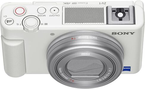 Sony ZV-1 Digital Camera (White) (DCZV1/W) + 64GB Memory Card + Case + Card Reader + Flex Tripod + Memory Wallet + Cap Keeper + Cleaning Kit (Renewed) in Saudi Arabia