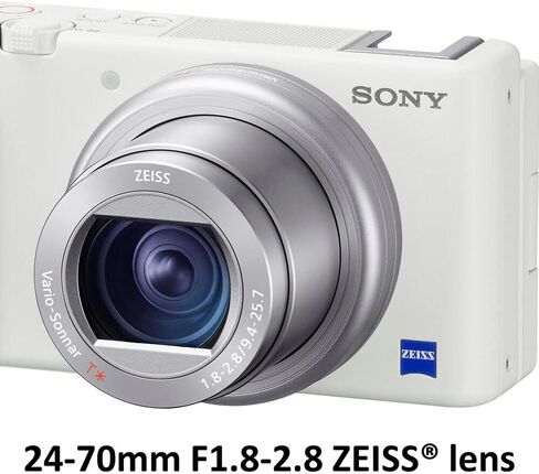 Sony ZV-1 Digital Camera (White) (DCZV1/W) + 64GB Memory Card + Case + Card Reader + Flex Tripod + Memory Wallet + Cap Keeper + Cleaning Kit (Renewed) in Saudi Arabia