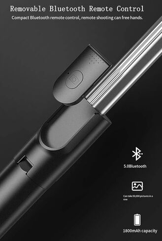 PINHEN Selfie Stick Tripod, Stable Tripod Stand with Detachable Wireless Remote Control, Compatible with iPhone 15 Pro Max/15 Plus/14/13, Samsung, LG, Google Smartphones (Black) in Saudi Arabia