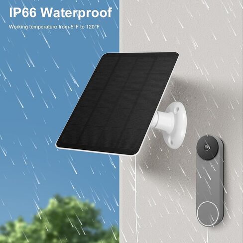 Fockety Solar Panel for Security Camera, 10W Solar Panel for Outdoor Camera Compatible with Google Nest, Doorbell 2K Camera, Video Doorbell 2, Doorbell 3, Solar Charger for (for in Saudi Arabia