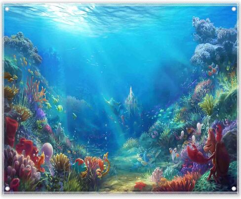 7x5ft Fabric Under The Sea Photography Backdrop Little Mermaid Underwater Background Ocean Princess Birthday Baby Shower Party Photo Tapestry Props in Saudi Arabia