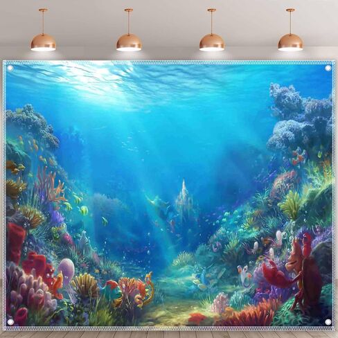 7x5ft Fabric Under The Sea Photography Backdrop Little Mermaid Underwater Background Ocean Princess Birthday Baby Shower Party Photo Tapestry Props in Saudi Arabia