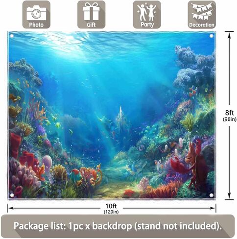 7x5ft Fabric Under The Sea Photography Backdrop Little Mermaid Underwater Background Ocean Princess Birthday Baby Shower Party Photo Tapestry Props in Saudi Arabia