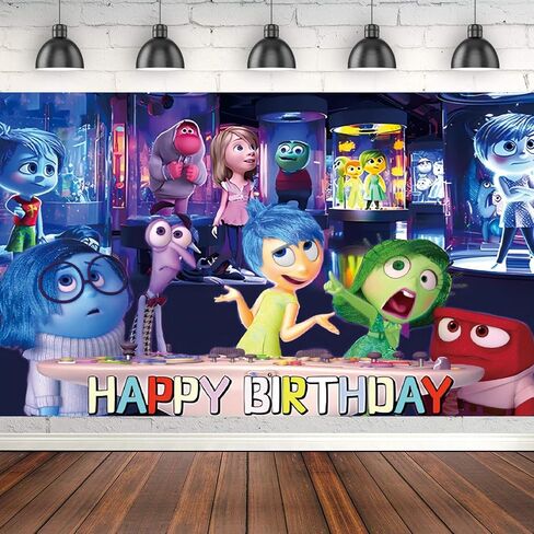 Inside Colorful Backdrop Birthday Party Decorations Banner 5x3ft Inside Out 2 Theme Banner for Party Cake Table Decorations Halloween Banner in Saudi Arabia