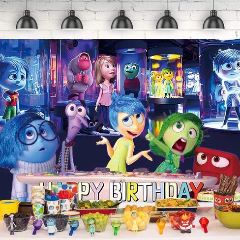 Inside Colorful Backdrop Birthday Party Decorations Banner 5x3ft Inside Out 2 Theme Banner for Party Cake Table Decorations Halloween Banner in Saudi Arabia