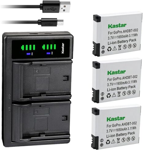 Kastar 4-Pack Battery and LTD2 USB Charger Compatible with GoPro HD HERO2, GoPro HD HERO 2, GoPro Original HD HERO (2010 Model), Gopro HD Helmet HERO, Gopro HD Motorsports HERO, Gopro HD Surf HERO in Saudi Arabia