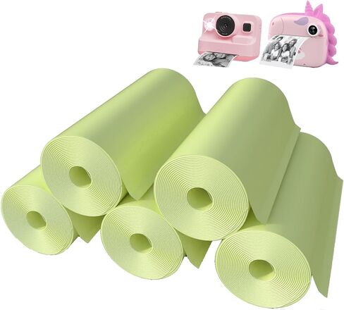 5 لفات من ورق الطباعة الفوري لكاميرا الأطفال، ورق الطابعة، مجموعة ورق الطباعة الحرارية للطباعة عالية الدقة (57 × 25 مم) أصفر in Kuwait